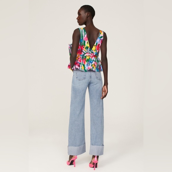 Slate & Willow • Bow Front‎ Avant Garde Floral Crop Top Sz Sm Tropical - Picture 4 of 13